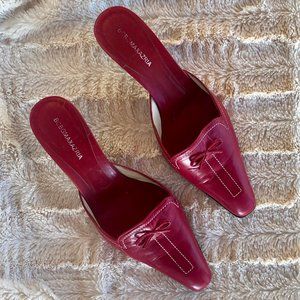 BCBGMaxAzria Red Kitten-Heel Mules size 7